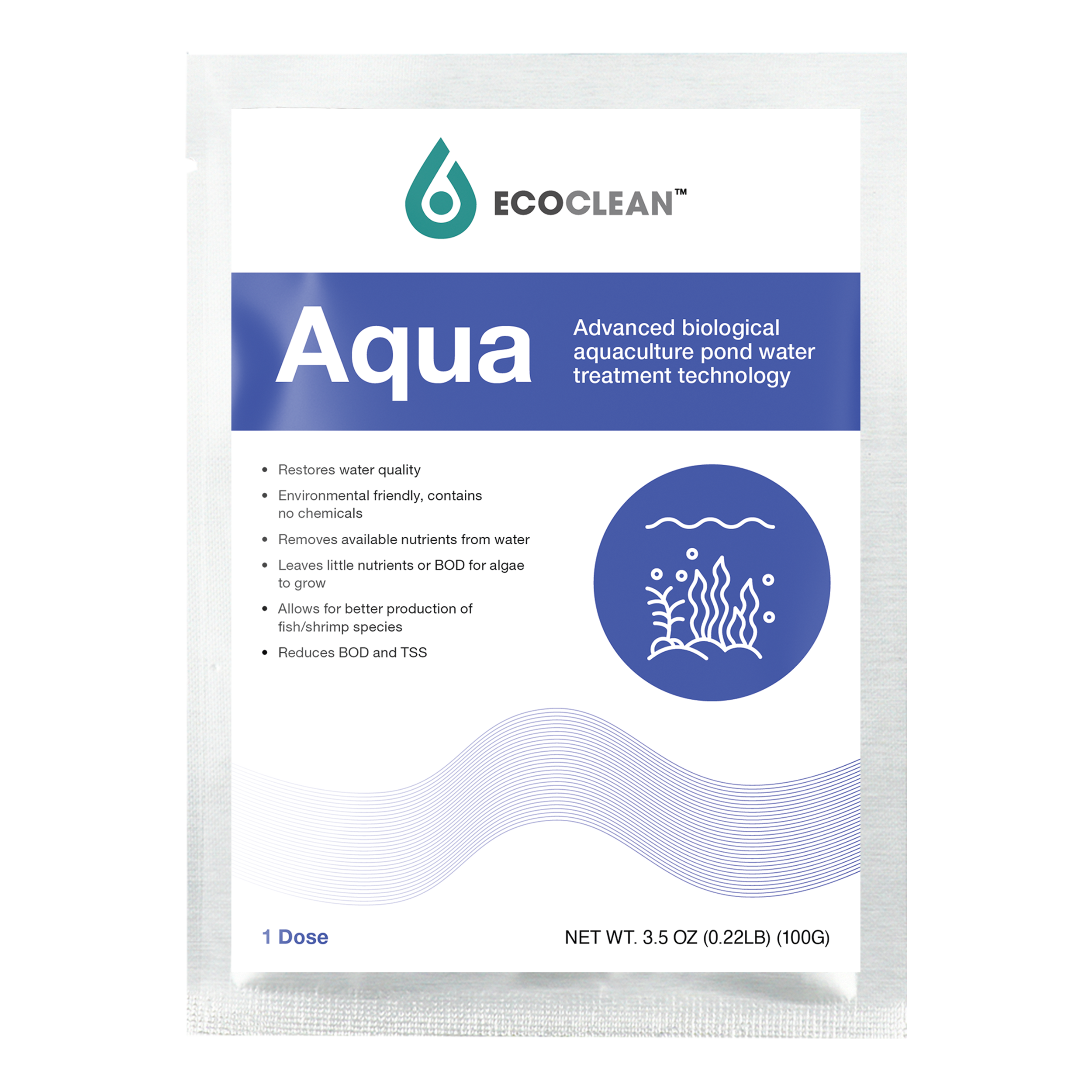 微生物 EcoClean Aqua 藻类处理和清洁池塘、水族馆