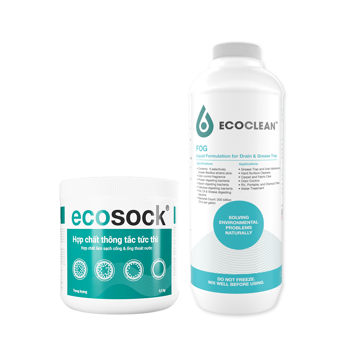 Combo EcoSock Drain 疏通粉，EcoClean FOG 微生物学