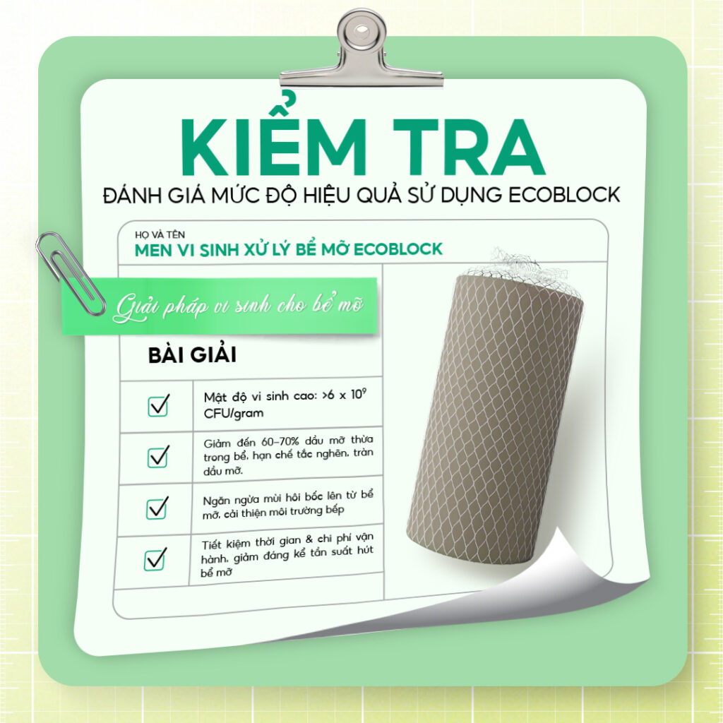 Vi Sinh Ăn Mỡ EcoRope (Dạng Khối) – Dùng Trong Bể Mỡ, Hố Thu