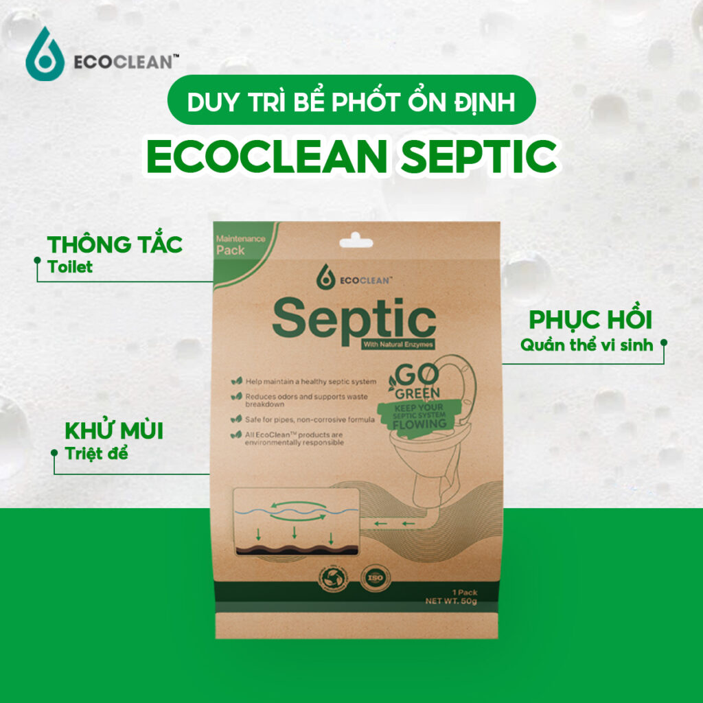 Men Vi Sinh Bể Phốt EcoClean Septic 50g – Khử Mùi Hôi, Ngừa Nghẹt Bồn Cầu